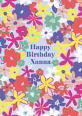 Colourful Birthday card for Nanna - fun flowers - Happy Birthday created by Sazerelli Designs