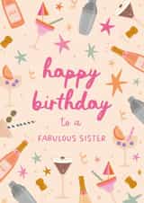 Pretty Cocktail Party Birthday Card - For a Fabulous Sister created by The Pattern Press