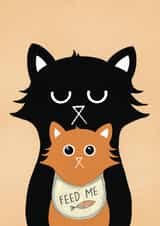 Little Paws Baby Card – Funny Newborn Card for New Parents, Black Cat & Kitten created by Baldy And The Fidget