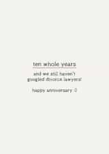 Funny 10th Anniversary Card - Deadpan Humour - Husband/Wife created by Puns and Needles