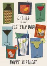 Classic Birthday Card - Cheers To The Best Step Dad - Cocktails created by Nina Raby - Jones