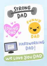 Classic Father's Day Card - Dad Traits - Loving - Hardworking created by Macie Dot Doodles