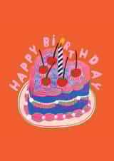 Classic Birthday Card - For Her - Birthday Cake With Candles created by Daria Solak