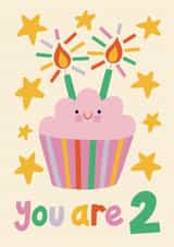 Cute Birthday Card - 2nd - Cupcake created by Christine Cuddihy Illustration