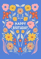 Cute Birthday Card - Smiley Flowers - For Her created by Nicola Watson