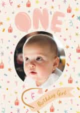 Personalised Birthday Photo Card created by The Pattern Press - Classic Birthday Card - 1st - Birthday Girl