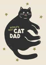 Cute Father's Day Card - World's Best Cat Dad - Cat created by Jess Shah