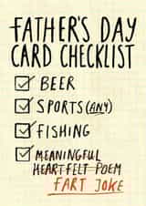 Funny Father's Day Card - Checklist created by Amy Hodkin