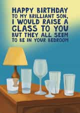 Funny Birthday Card - For Son - Bedroom Glass Collection created by Pickled Prints