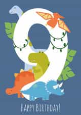 Cute 9th Birthday Card - For Him - Dinosaurs created by Abigail Elodie 