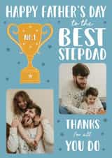 Personalised Father's Day Photo Card created by Stuck Shop Gifts - Classic Father's Day Card - Best Stepdad - Trophy