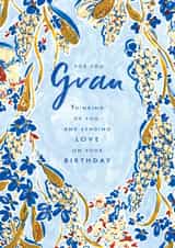 Traditional Birthday Card - For Gran - Painted Floral Frame created by Rebecca Prinn