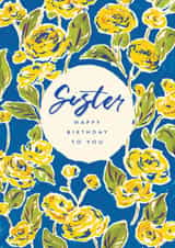 Traditional Birthday Card - For Sister - Yellow Floral Pattern created by Rebecca Prinn