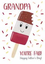 Cute Father’s Day Card for Grandpa, 'You're Fab' Fab Retro Ice Lolly Character created by Treasure and Blossom