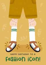Funny Birthday Card - Socks And Sandals - Fashion Icon created by Joanne Hawker