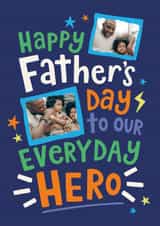 Personalised Father's Day Photo Card created by Dotty Black - Bright and bold Father's Day card for your everyday hero - Stars, lightning bolt