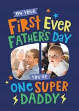 Personalised Father's Day Photo Card created by Dotty Black - Milestone card for your Daddy's first Father's Day - Lettering - Lightning bolts