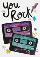 Fun Thank You Card for anyone- You Rock- mixed tape created by Brittney Herzik @lifewithherz