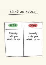 Funny Birthday Card for Him - Being An Adult - Nobody Tells You What To Do created by Sydney Jo Designs