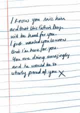 A thoughtful card to send to someone missing their dad on Father's Day created by martha and hepsie ltd