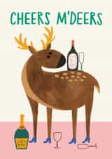 Cute Thank You/Birthday Card - Cheers M'Deers - Deer Pun created by AbiGoLucky
