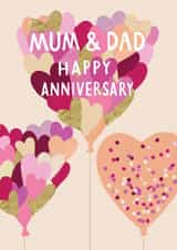 Classic Anniversary Card - For Parents - Heart Balloons created by Louise Tiler