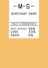 Funny Foodie Card - Friend - M&S - No cash created by Pickled Prints