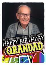 Personalised Birthday Photo Card created by la la la Designs - Funny Birthday Card - For Grandad - Cheat And Loser