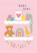 Cute New Baby Card - Baby Girl - Nursery Toys created by Rosanna Rossi