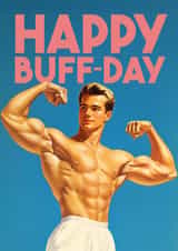 Funny Birthday Card - Retro Muscle Man created by Bonne Nouvelle
