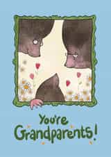 New Baby Card for Grandparents with cute Mole Granny & Grandpa and Baby Mole created by Mrs Holly 