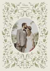 Personalised Anniversary Photo Card created by Zove Ahh - Pretty Anniversary Card - Watercolour Leaves