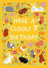 Cute 7th Birthday Card - For Her - Guinea Pigs & Rabbits created by Pear Tree Press