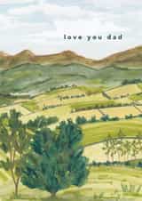 Traditional Father's Day Card - Field Landscape - Love You Dad created by Joy Jen Studio