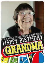 Personalised Birthday Photo Card created by  la la la     Designs - Funny Birthday Card - For Grandma - Cheat And Loser