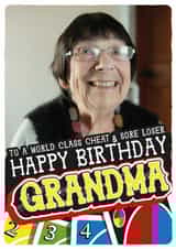 Personalised Birthday Photo Card created by  la la la     Designs - Funny Birthday Card - For Grandma - Cheat And Loser