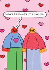 Cute Anniversary Card - I Absolutely Love You - Orange Juice For Dinner created by Rumble Cards