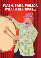 Funny Birthday Card - David Mitchell - Last One Laughing - Flash Bang Wallop created by Pink Peach Cards