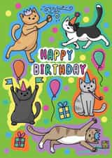 Cute Birthday Card - Party Cats created by Doodlecats