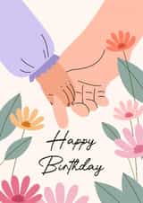 Cute Birthday Card — For Parent — Holding Hands created by Sad Girl Illustration