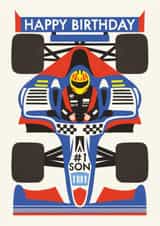 Classic Birthday Card - For Son - Formula 1 Racing created by AbiGoLucky