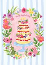 Pretty birthday card For Her -  Birthday Cake - Floral - Birthday Wishes created by Frankie Norman