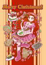 Cute manga Christmas card for friends or kids - christmas cookies for all! created by PinkAppleJam