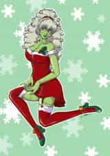 Sexy Christmas Card for Significant Other - Pin-Up Zombie Betty - garter fun created by PinkAppleJam