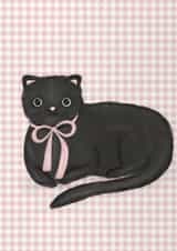 Cute Black Cat Greetings Card, Cat Lover Card created by Courtney B.