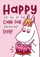 Cute Birthday Card - Moomin - Birthday Cake For Breakfast Day created by Moomin Characters