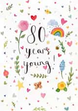 Pretty Birthday Card - 80th - Flowers - Hearts created by Love Lucy Illustration
