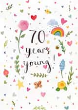 Pretty Birthday Card - 70th - Flowers - Hearts created by Love Lucy Illustration