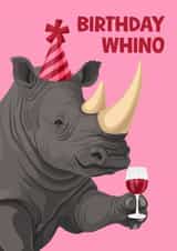 Funny Birthday Card - Birthday Whino - Red Wine - Rhino created by Pink Peach Cards