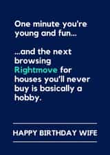 Funny Birthday Card - For Wife - Browsing Rightmove created by Lemonade Insight
